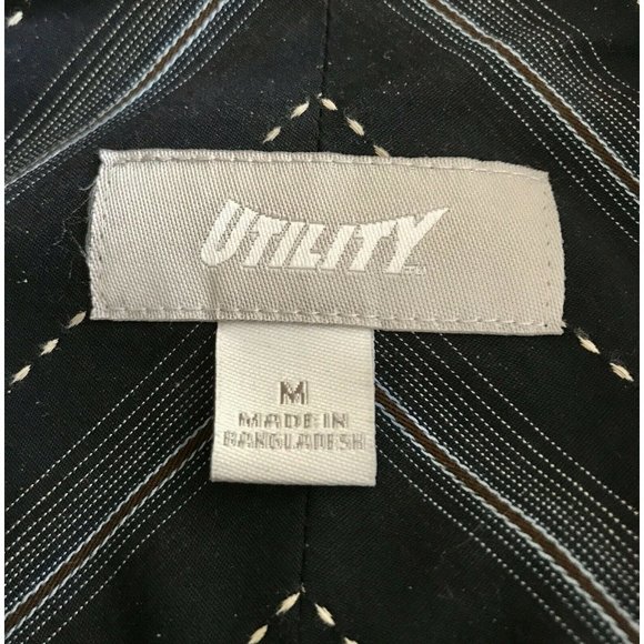 Utility Brand Men's Long Sleeve Button Down Shirt in BLK with Stripes SZ M -NEW - Picture 9 of 9